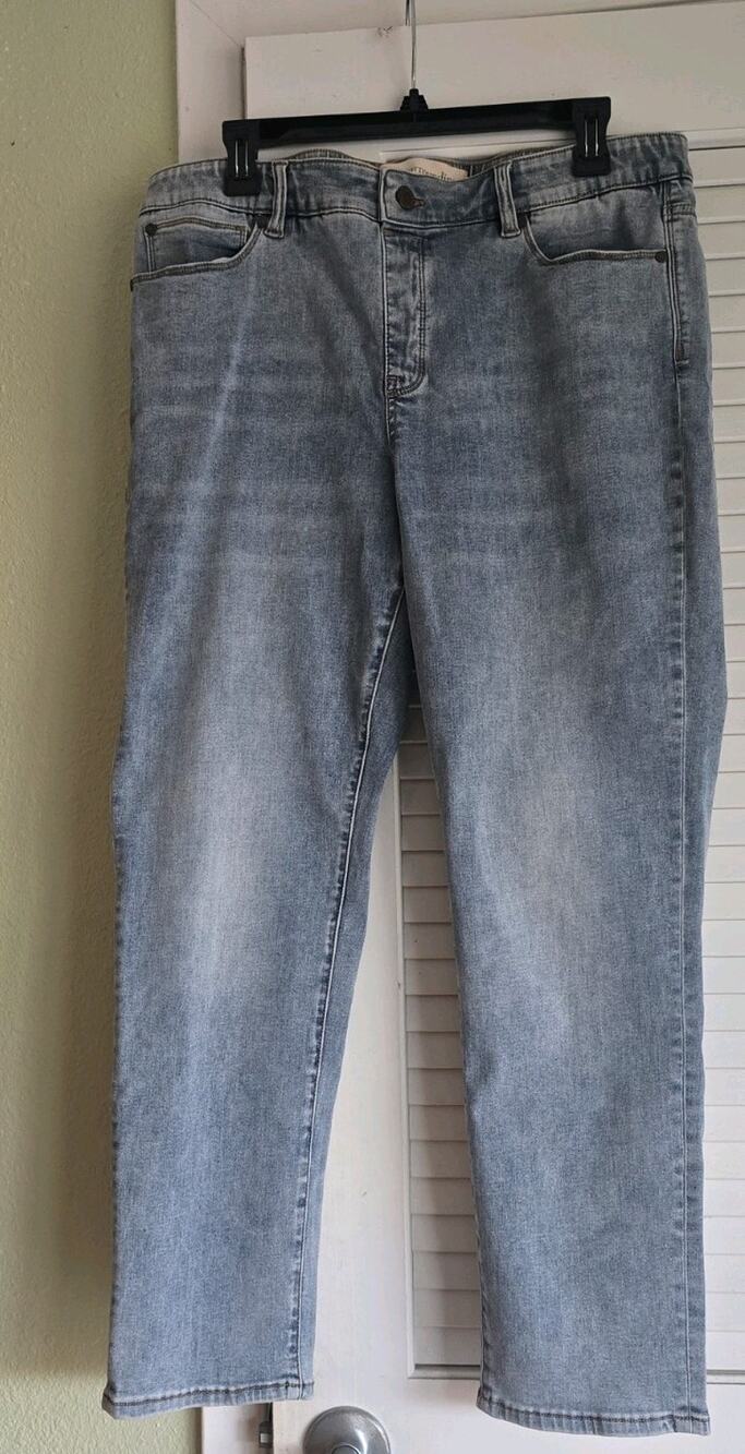 Soft Surroundings Light Wash Stretch Straight Leg Jeans Women's Petite Large PL